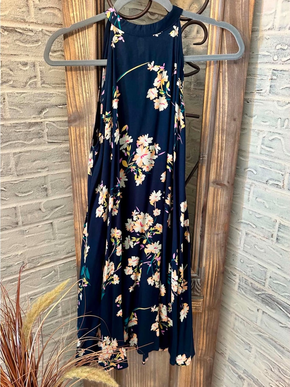 Smell the Roses Navy Floral Halter Maxi Dress